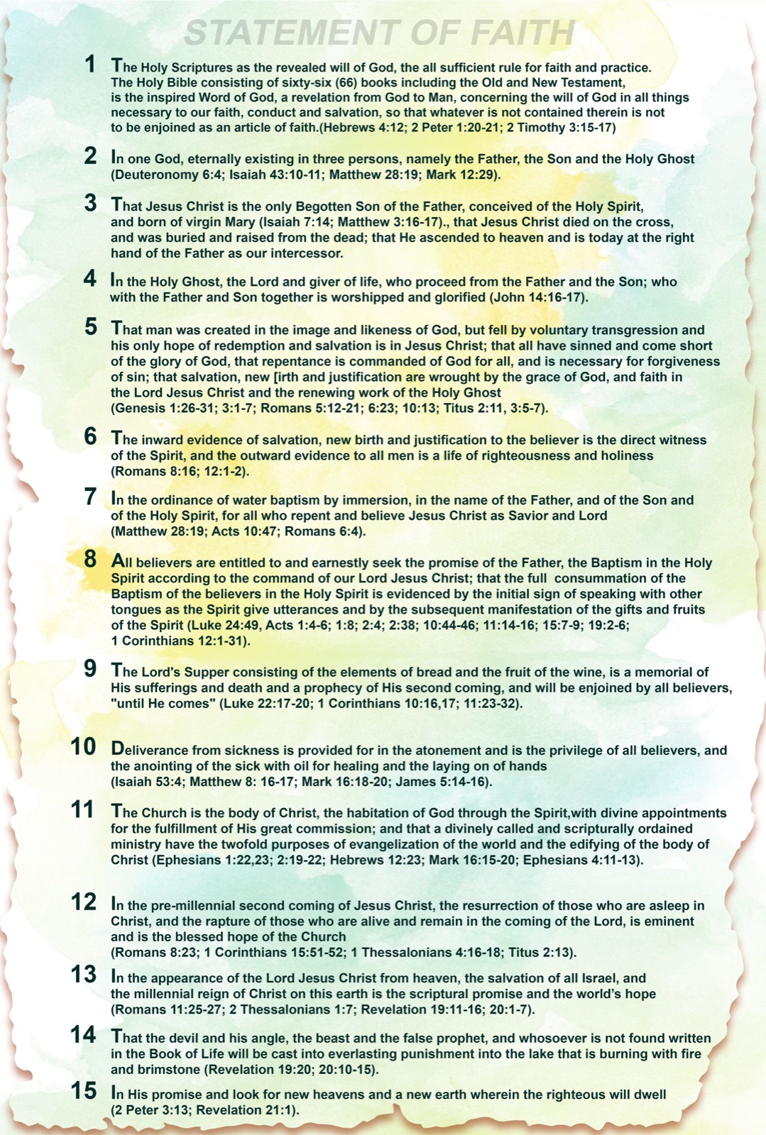 Statement of Faith - The India Pentecostal Church of God